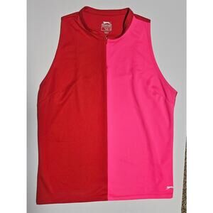 Slazenger Color Block Golf Quarter Zip Womens Sleeveless Top, Red/Pink Sz XL